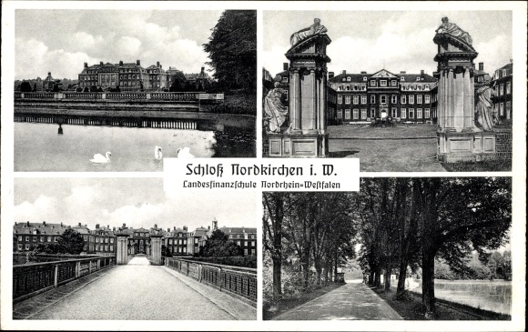 Postcard Nordkirchen in North Rhine-Westphalia, view of the castle, avenue, state financial school