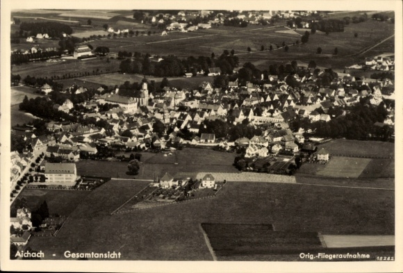 Postcard Aichach in Swabia, aerial photograph
