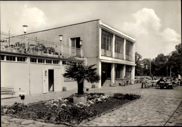 Postcard Pegau in Saxony, Stadtbad, Café Elsteraue