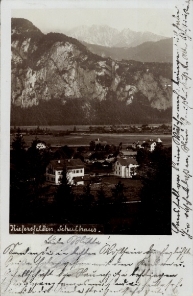 Postcard Kiefersfelden Oberbayern, schoolhouse