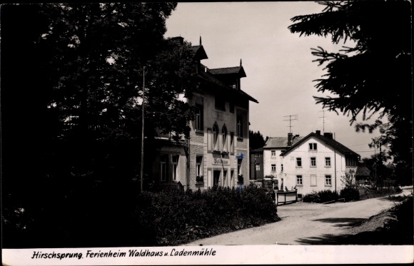 Postcard Hirschsprung Altenberg in the Ore Mountains, holiday home Waldhaus and Ladenmühle