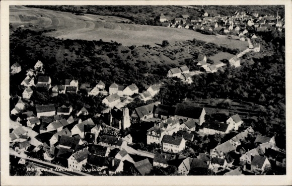 Postcard Wernau am Neckar, aerial photograph