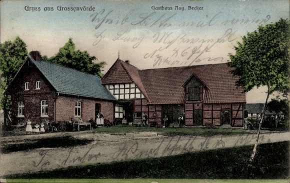 Postcard Großenvörde Warmsen in Lower Saxony, Gasthaus August Becker