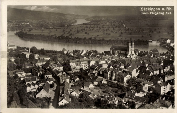 Postcard Bad Säckingen am Hochrhein, aerial photograph