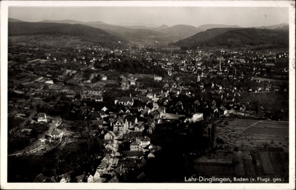 Ak Dinglingen Lahr im Schwarzwald, Fliegeraufnahme