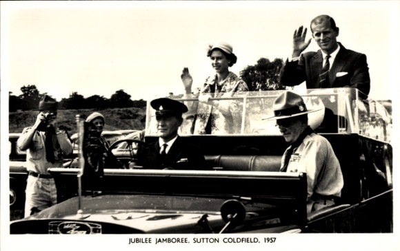 Ak Sutton Coldfield Warwickshire England, Jamboree Jubiläumsfeier 1957, Elizabeth II