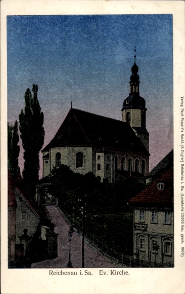 Luna Postcard Bogatynia Reichenau in Saxony Silesia, Ev. Church