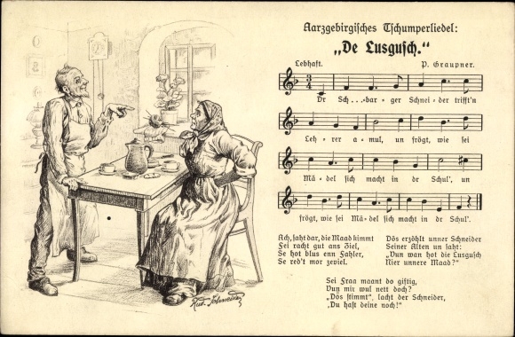 Artists Song Postcard Schneider, Rud, Aarzgebirge Tschumperliedel, De Lusgusch, P. Graupner