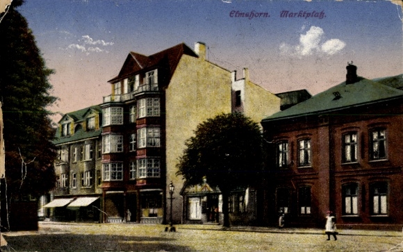 Ak Elmshorn in Holstein, marktplein met opmerkelijke gebouwen, architectuur