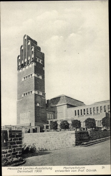 Ak Darmstadt in Hessen, Hochzeitsturm, Hessische Landesausstellung 1908, Jugendstil