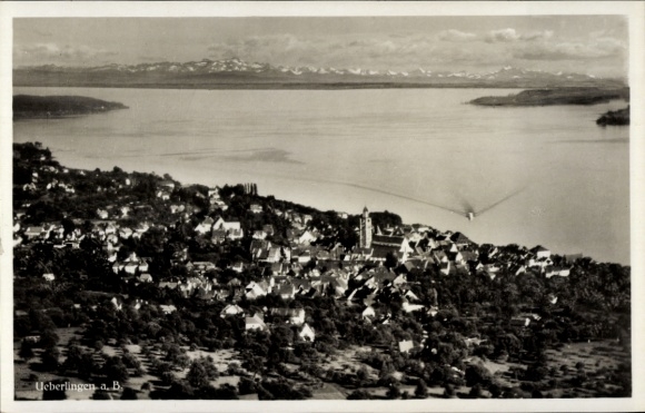 Postcard Überlingen on Lake Constance, aerial photograph