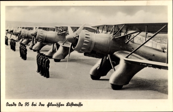 Postcard Arado Ar 95 fighter aircraft, seaplanes, Chilean Air Force