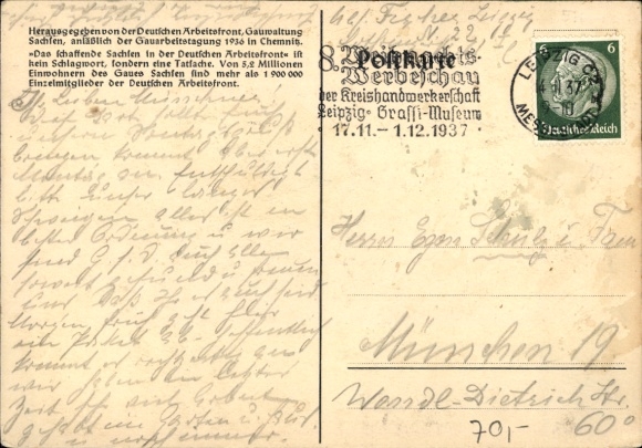 Artist Maps Postcard Buchholz Lützschena, F., The creative Saxony in the German Labor Front