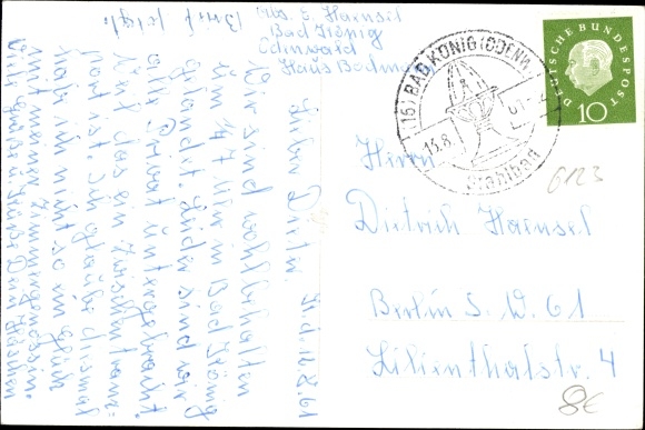 Postcard Bad king in the Odenwald Hesse, spa district, house Bodmann