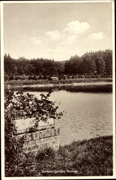 Postcard country postmark convalescent home Kollow about Schwarzenbek, water game at the convalescent home