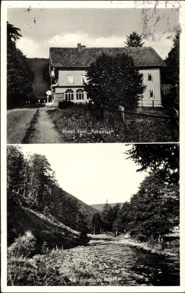 Ak Sieber Herzberg am Harz in Nedersaksen, Waldhotel en Pensionshaus Zum Paradies