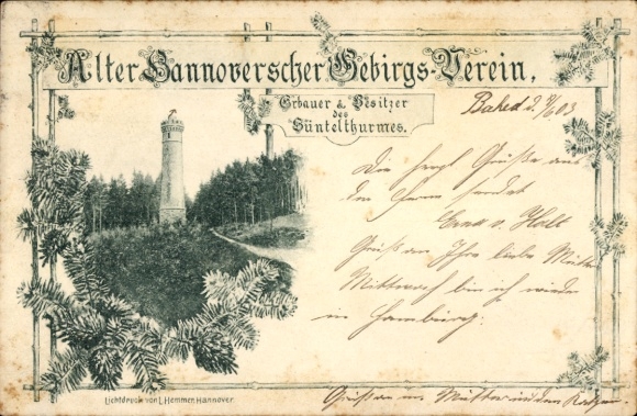 Postcard Bad Münder am Deister, Hanoverian Mountain Association, Süntelturm