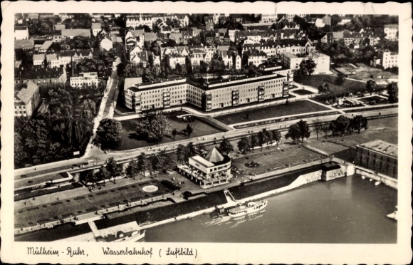 Postcard Mülheim an der Ruhr in North Rhine Westphalia, aerial photograph of the water station