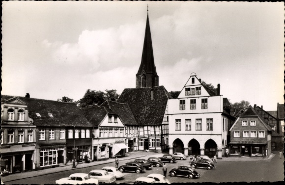 Postcard Werne on the Lippe, market place