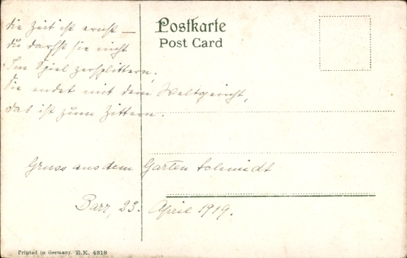 Postcard My soul is silent to God, Ps. 62 2, carnations