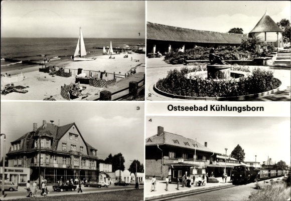 Ak Ostseebad Kühlungsborn, Konzertgarten Ost, Maxim-Gorki-Straße, Molli, Bahnhof Ost