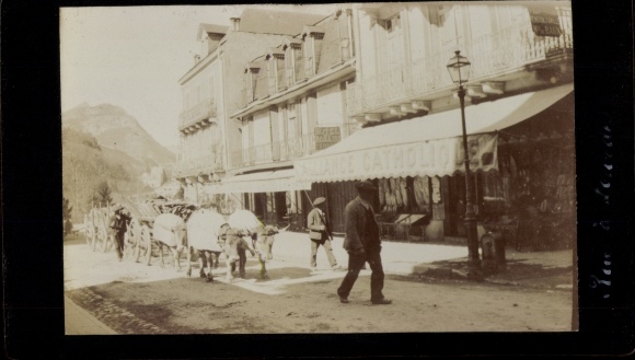 Photo Lourdes Hautes Pyrénées, street section in town, cattle carts