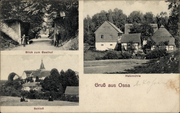 Ak Ossa Narsdorf Geithain in Sachsen, Gasthof, Schloss, Holzmühle
