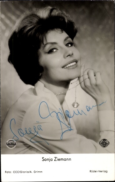 Postcard actress Sonja Ziemann, portrait, autograph