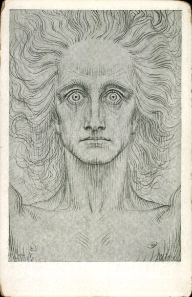 Art Nouveau Artist Postcard Fidus, Michael Antlitz, Autograph Fidus 1946