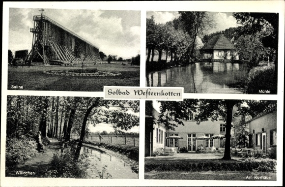 Postcard Westernkotten Erwitte in Westphalia, Saline, mill, grove, at the Kurhaus