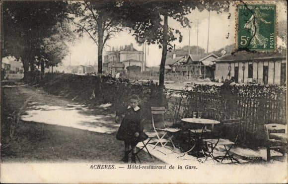 Postcard Acheres Yvelines, Hotel Restaurant de la Gare