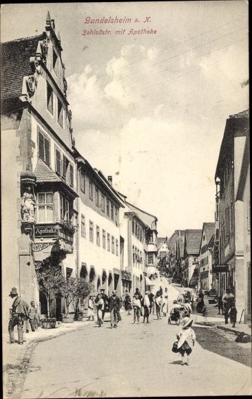 PC Gundelsheim am Neckar Württemberg, Schlossstrasse with pharmacy
