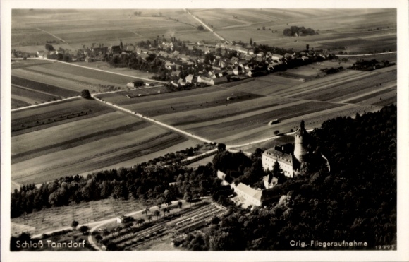 Postcard Tonndorf in Thuringia, castle, aerial photograph