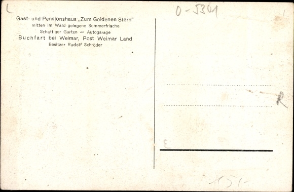 Postcard Buchfart Weimar country, place with surroundings, inn Zum goldenen Stern, weir, bridge