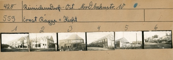 Contact print photos Berlin Reinickendorf Ost, Nordbahnstr. 10, Ernst Ragge + Hecht, 6 photos approx. 4x2cm