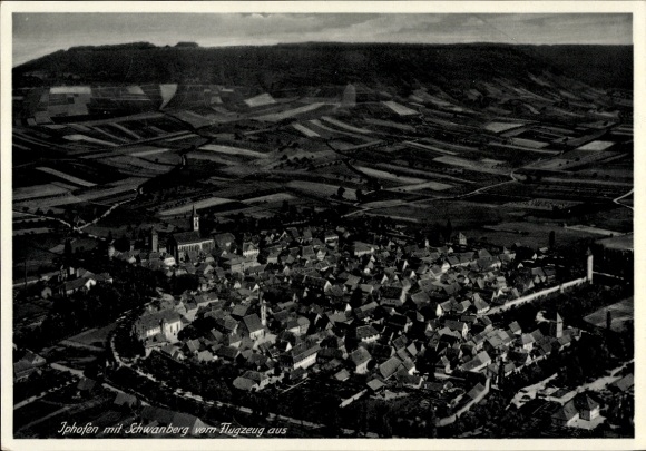 Postcard Iphofen in Lower Franconia, Schwanberg, aerial photograph
