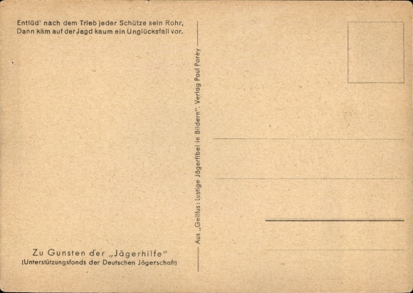 Artist Postcard Geilfus, The shooters may only have their rifle loaded during the drive, Photographer