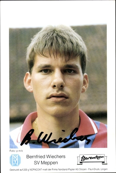 Autogrammkarte Fußballer Bernfried Wiechers, SV Meppen, Autogramm