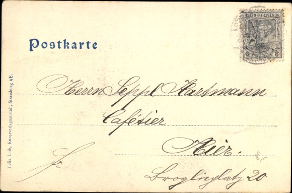 Postkaart kunstenaar Weymann, Ottomar, Straatsburg Straatsburg Elzas Bas Rhin, Reinhardbrunnen, Vader Rijn