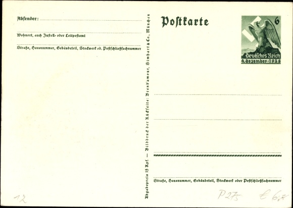 Postal stationery Postcard We thank our leader, Sudetenland, Bohemia, Moravia, Hitler