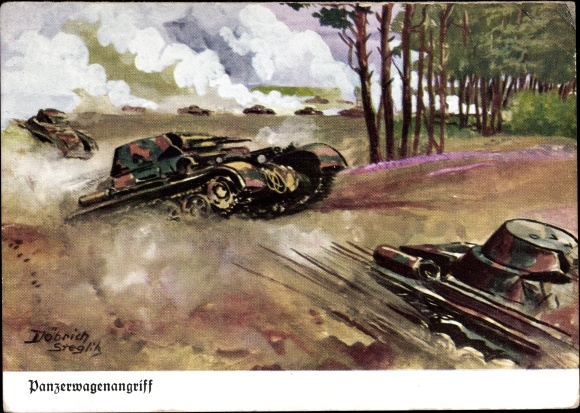 KP artysty Döbrich Steglitz, niemiecki Wehrmacht, atak samochodu pancernego, Panzer II
