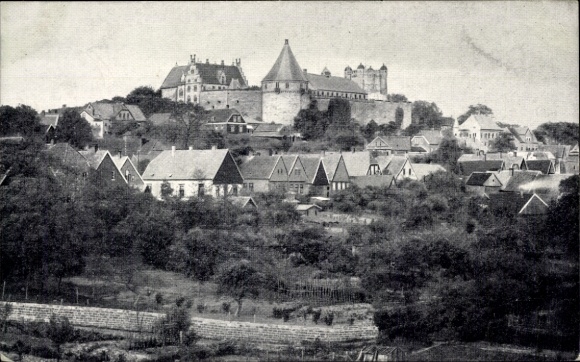 Ak Bad Bentheim Niedersachsen, Blick auf die Innenstadt, Burgmauern, Pulverturm