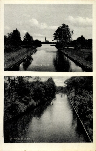 Ak Groß Köris im Kreis Dahme Spreewald, Schulzensee, Eisenbahnkanal