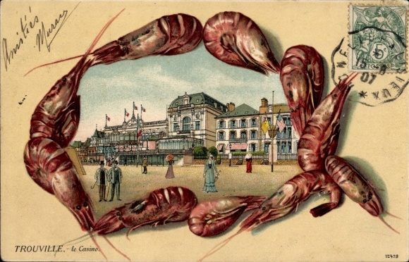 Embossed Passepartout Chromo-Litho Trouville Calvados, Casino