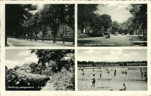 Postcard Hamburg Nord Langenhorn, Langenhorner Chaussee, family pool