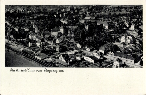 Postcard Blieskastel in Saarland, aerial photograph