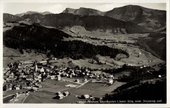 Postcard Oberstaufen in Allgäu, aerial photograph