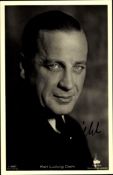 Postcard actor Karl Ludwig Diehl, portrait, Ross Verlag A 2680/1, autograph