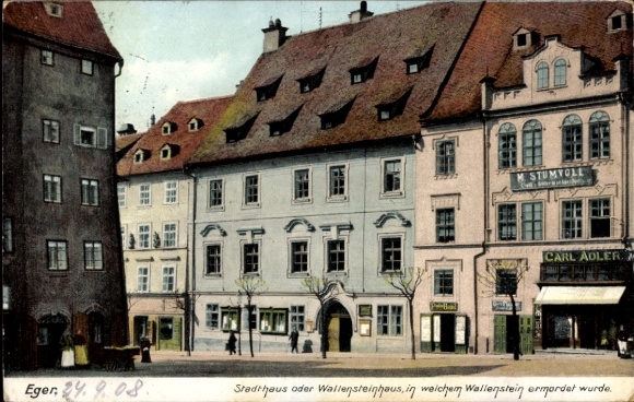 Postcard Hohenberg an der Eger Upper Franconia, Town Hall or Wallenstein House, M. Stumyoll, Carl Adler