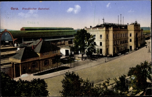 Postcard Gera in Thuringia, Prussian station